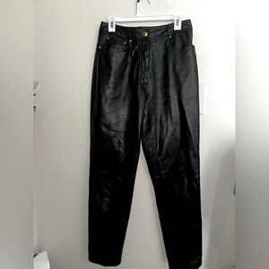 The Limited women’s black leather straight leg pants 12 Y2K punk emo streetwear